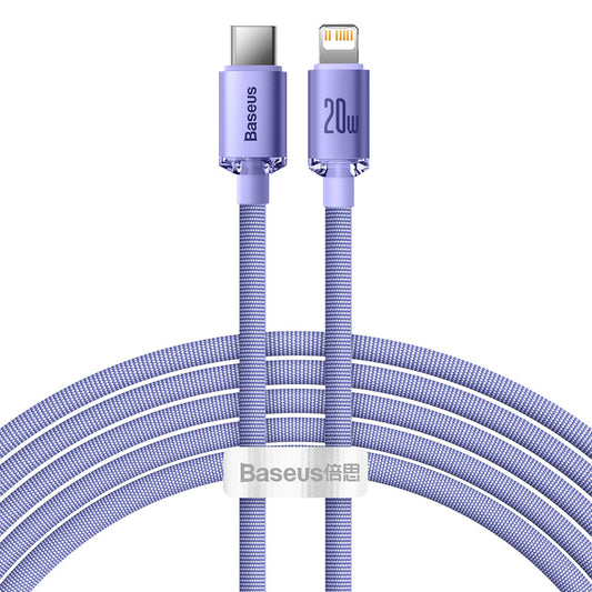 Kabel za podatke i punjenje USB-C - Lightning Baseus Crystal Shine serija, 20W, 2m, Ljubičasta CAJY000305