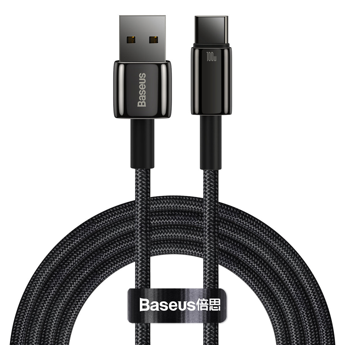 Kabel za Prijenos Podataka i Punjenje USB-A - USB-C Baseus Tungsten Gold, 100W, 2m, Crni CAWJ000101