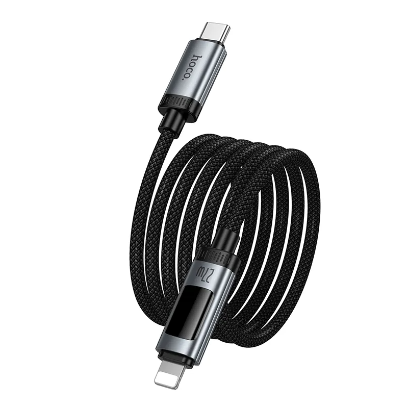 Kabel za prijenos podataka i punjenje USB-C - Lightning HOCO Display U148, 27W, 1.2m, Crni