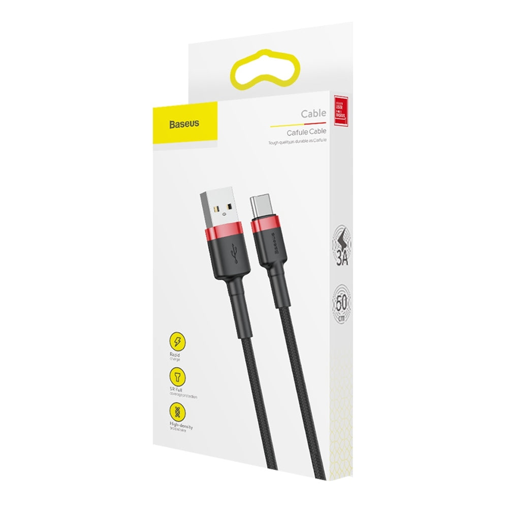 Kabel za podatke i punjenje USB-A - USB-C Baseus Cafule, 60W, 0.5m, Crveni CATKLF-A91