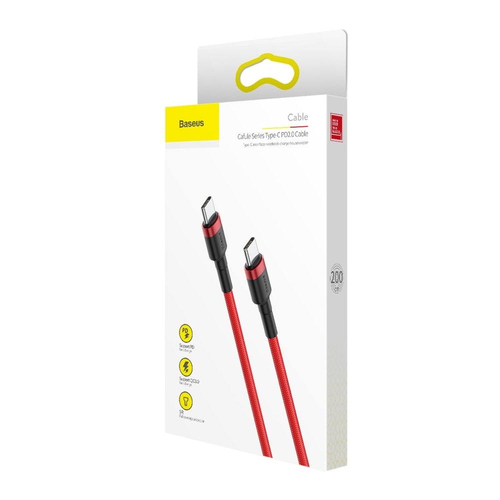 Kabel za Prijenos Podataka i Punjenje USB-C - USB-C Baseus Cafule, 60W, 2m, Crveni CATKLF-H09