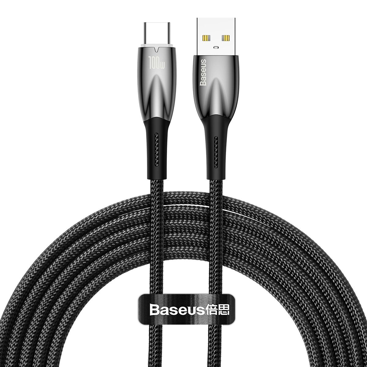 Kabel za Prijenos Podataka i Punjenje USB-A - USB-C Baseus Glimmer Series, 100W, 2m, Crni CADH000501