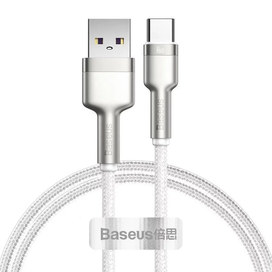 Kabel za podatke i punjenje USB-A - USB-C Baseus Cafule Metal Series, 66W, 2m, Bijeli CAKF000202