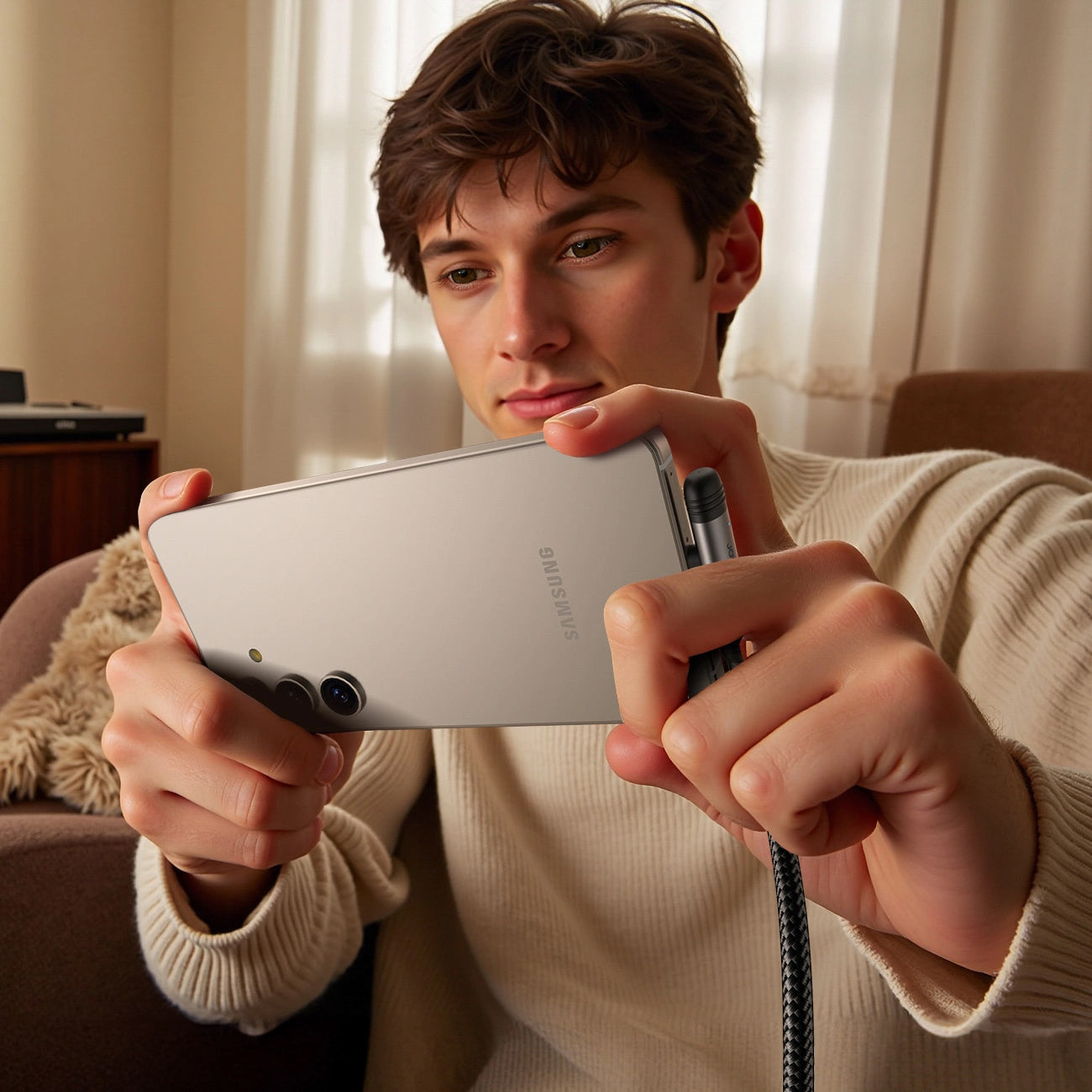 Kabel za prijenos podataka i punjenje USB-A - USB-C Joyroom S-A56 EnjoyX Angled, 20W, 1.2m, Crni