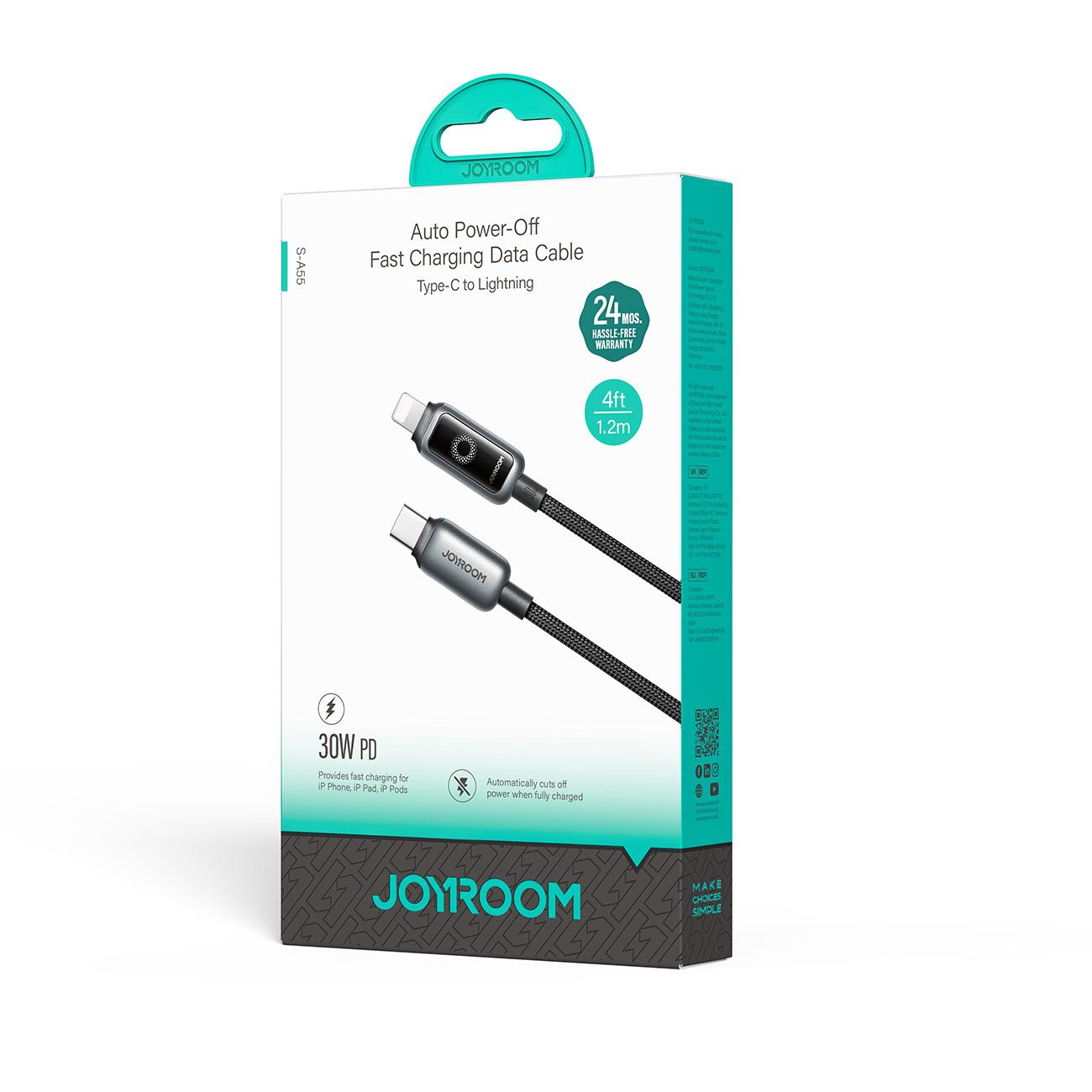 Kabel za podatke i punjenje USB-C - Lightning Joyroom S-A55 StarFlight Display, 30W, 1.2m, Crni