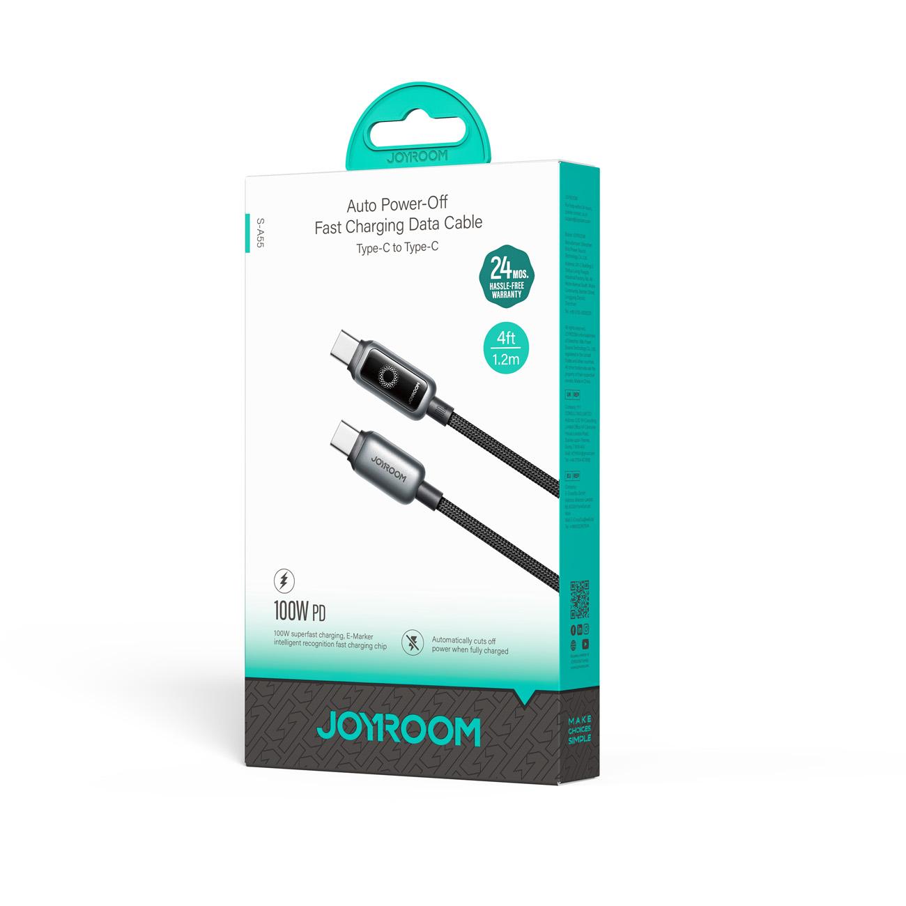 Kabel za podatke i punjenje USB-C - USB-C Joyroom S-A55 StarFlight Display, 100W, 1.2m, Crni