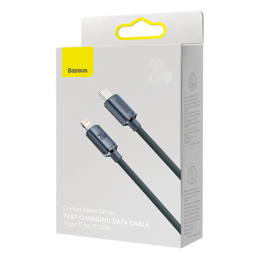 Kabel za Prijenos Podataka i Punjenje USB-C - Lightning Baseus Crystal Shine Series, 20W, 1.2m, Crni CAJY000201