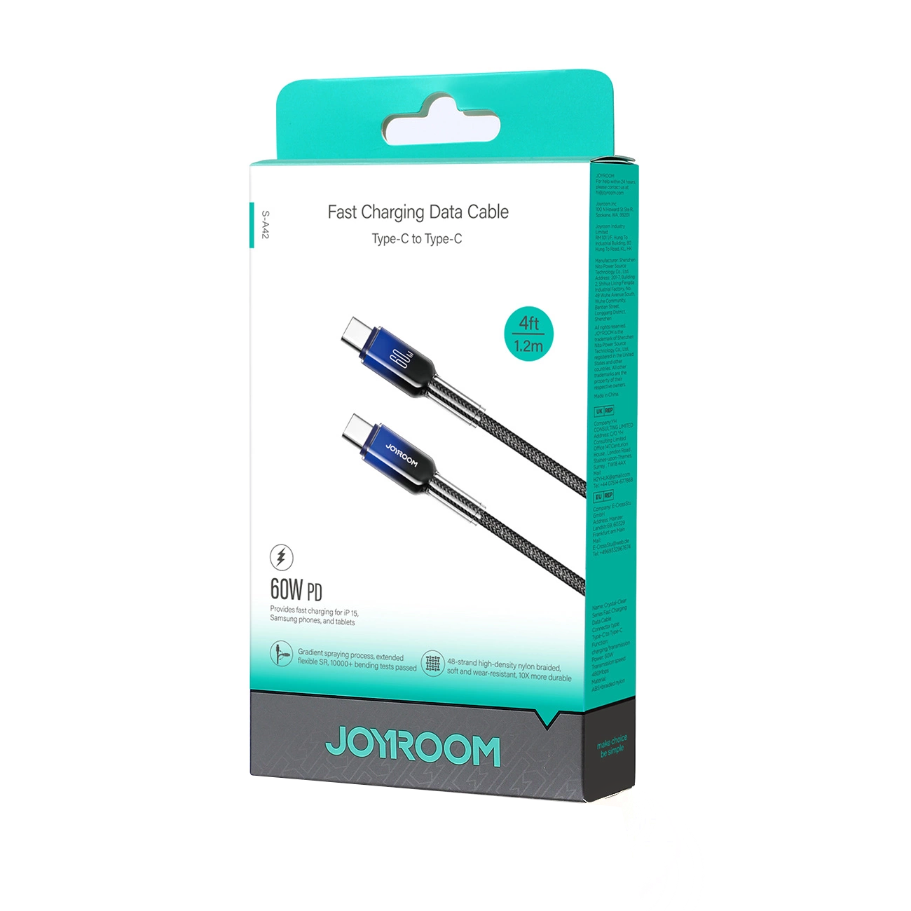 Kabel za podatke i punjenje USB-C - USB-C Joyroom S-A42, 60W, 1.2m, Crni
