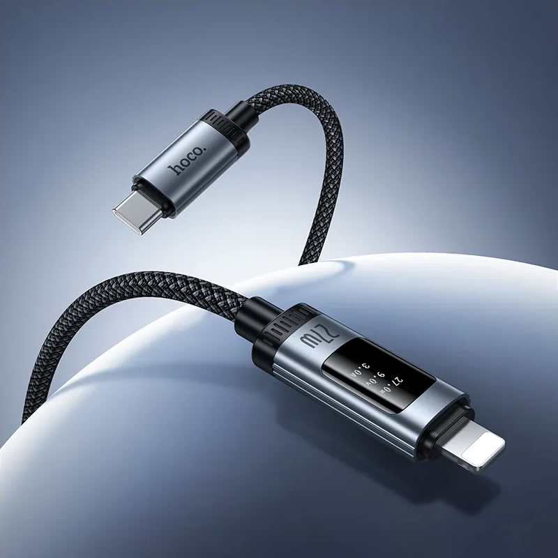 Kabel za prijenos podataka i punjenje USB-C - Lightning HOCO Display U148, 27W, 1.2m, Crni