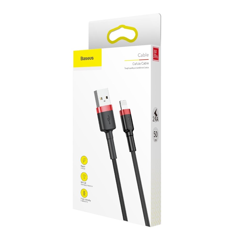 Kabel za podatke i punjenje USB-A - Lightning Baseus Cafule, 18W, 0.5m, Crveni CALKLF-A19