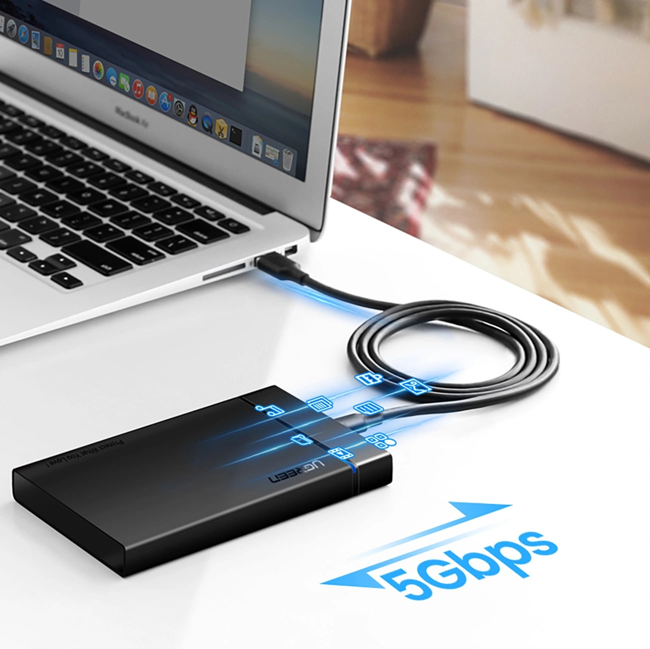 Kabel za podatke i punjenje USB-A - USB-C UGREEN US184, 18W, 0.5m, Crni