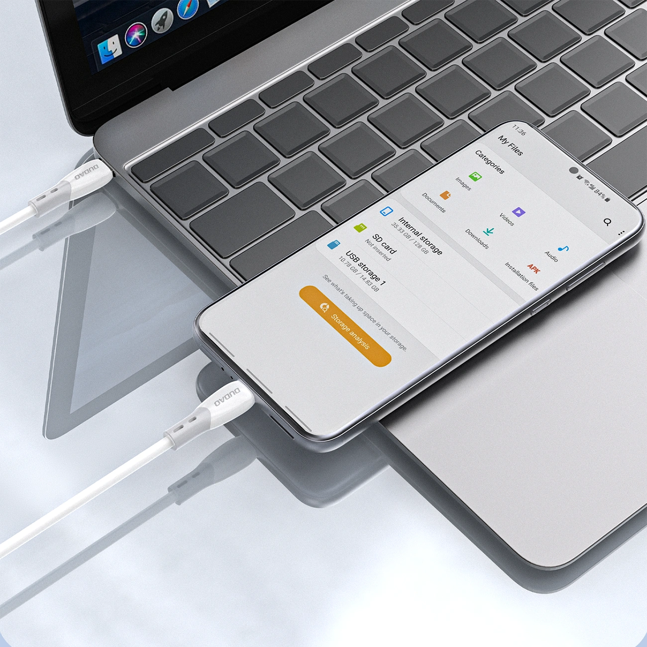 USB-C kabel za punjenje i prijenos podataka Dudao L25SC, 60W, 2m, Bijeli