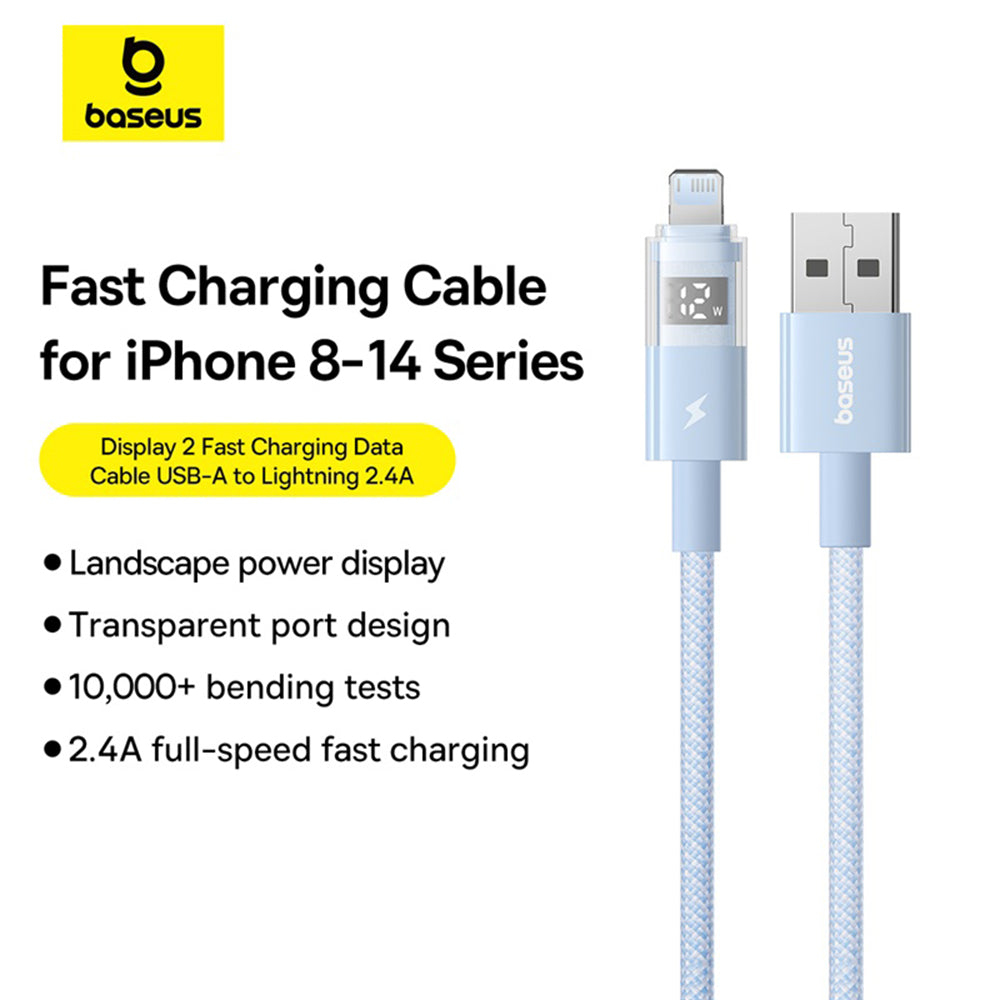 Kabel za prijenos podataka i punjenje USB-A - Lightning Baseus Display 2, 12W, 2m, Plavi P10382700311-01