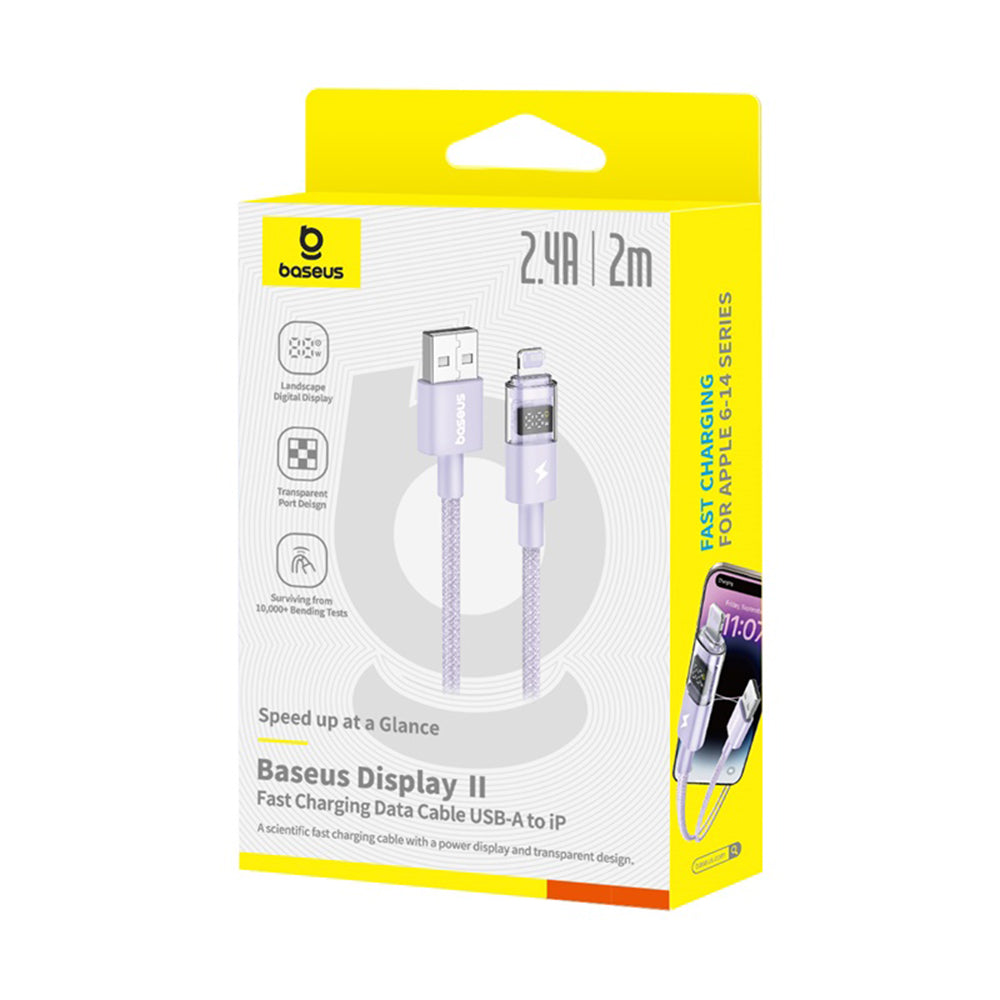 Kabel za podatke i punjenje USB-A - Lightning Baseus Display 2, 12W, 2m, Ljubičasti P10382700511-01