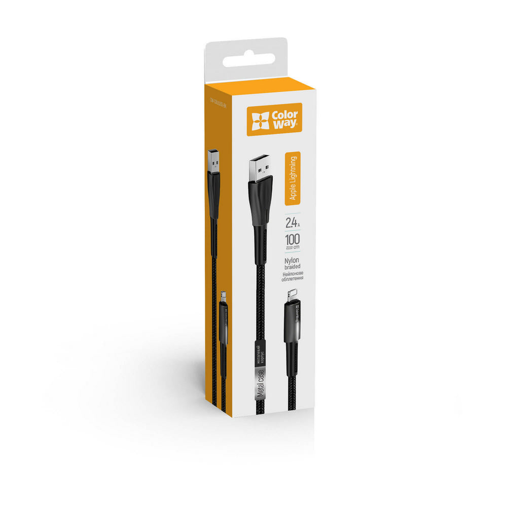 Kabel za podatke i punjenje USB-A - Lightning ColorWay CW-CBUL035, 18W, 1m, Crni