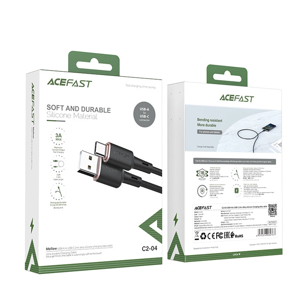 Kabel za podatke i punjenje USB-A - USB-C Acefast C2-04, 18W, 1.2m, Crni