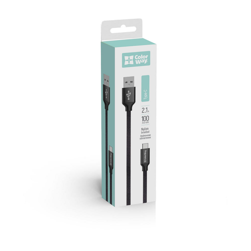 Podatkovni i punjački kabel USB-A - USB-C ColorWay CW-CBUC003, 18W, 1m, Crni