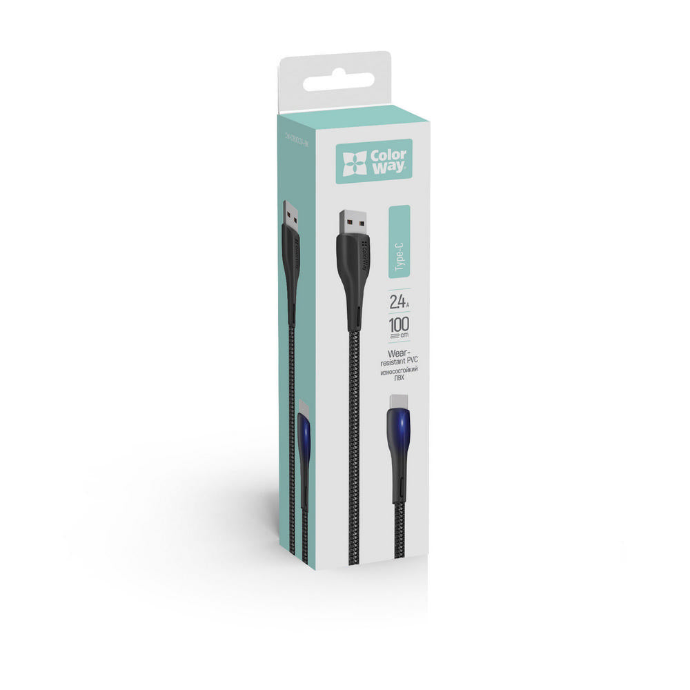 Kabel za podatke i punjenje USB-A - USB-C ColorWay CW-CBUC034, 18W, 1m, Crni