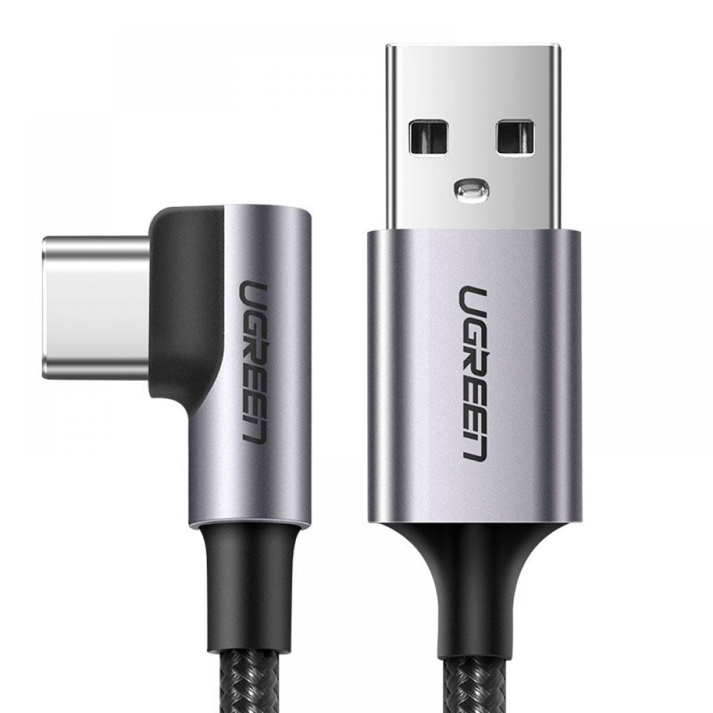 Kabel za podatke i punjenje USB-A - USB-C UGREEN US284 Angled, 18W, 0.5m, Sivi