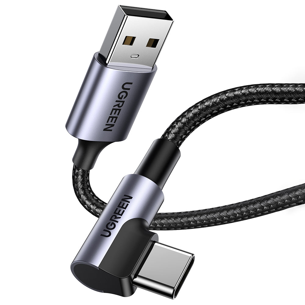 Kabel za podatke i punjenje USB-A - USB-C UGREEN US284 Angled, 18W, 0.5m, Sivi