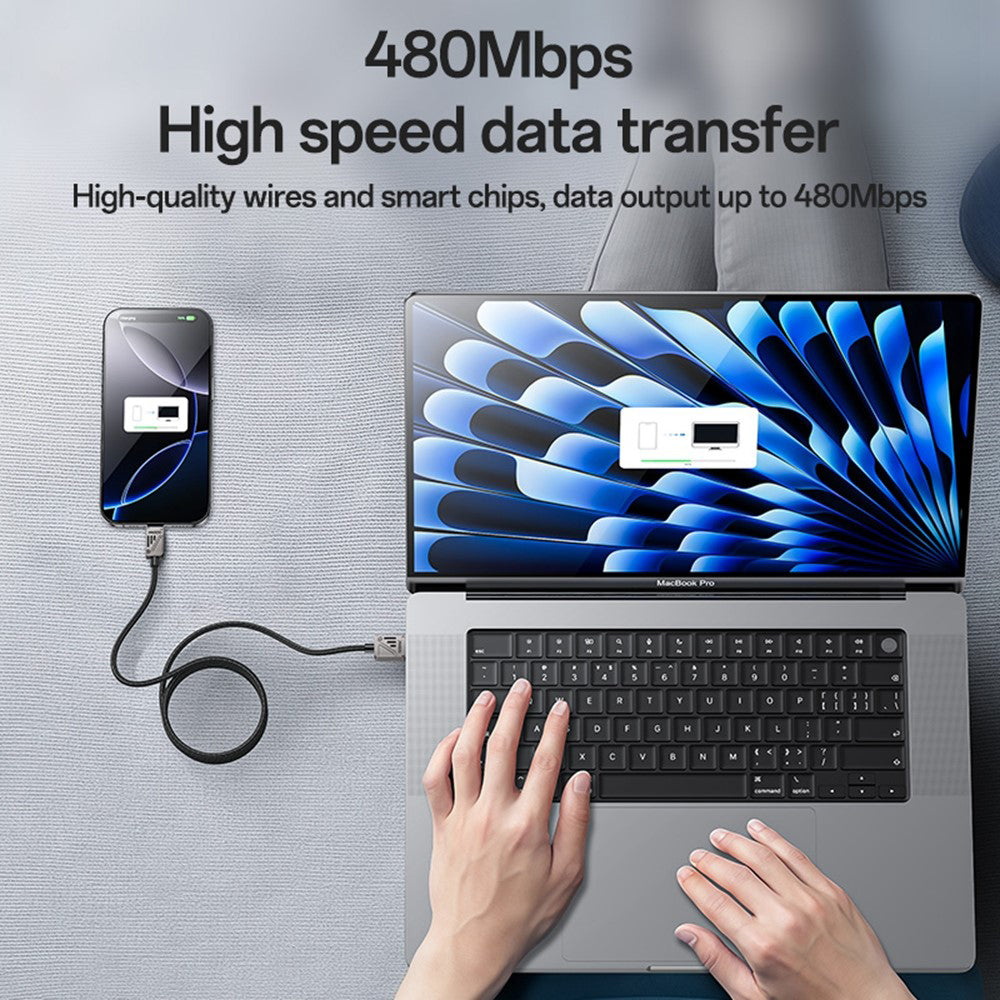 Kabel za podatke i punjenje USB-A - USB-C Yesido CA135C, 18W, 1.2m, Crni