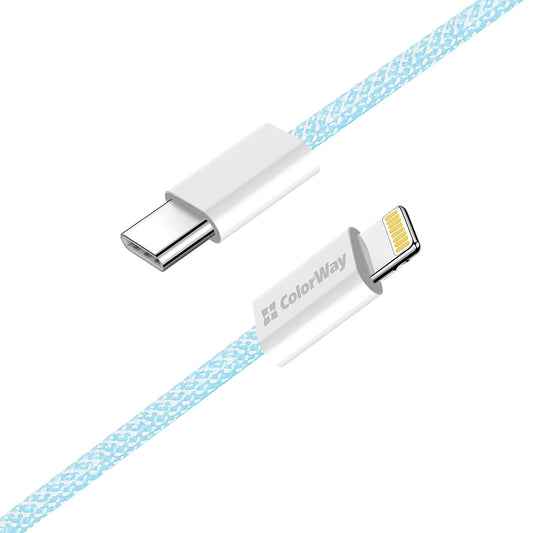 Kabel za podatke i punjenje USB-C - Lightning ColorWay CW-CBPDCL061, 27W, 1m, Plavi