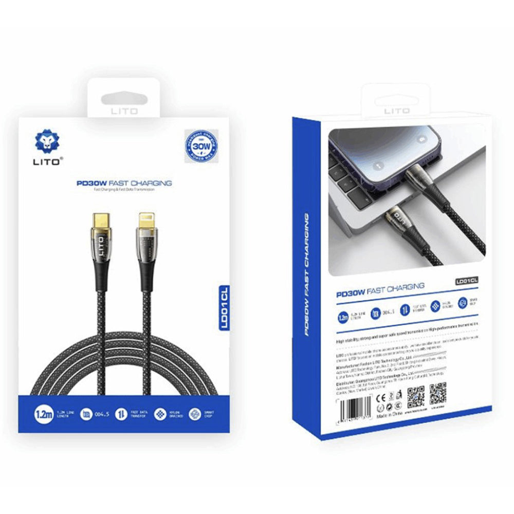 Kabel za podatke i punjenje USB-C - Lightning Lito LD01, 27W, 1.2m, Crni
