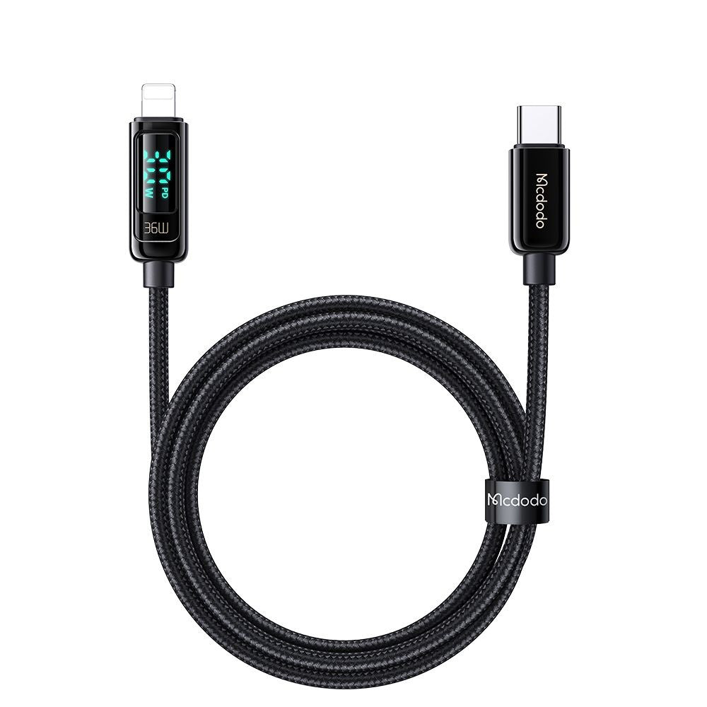 Kabel za podatke i punjenje USB-C - Lightning McDodo CA-8810 Display, 36W, 1.2m, Crni