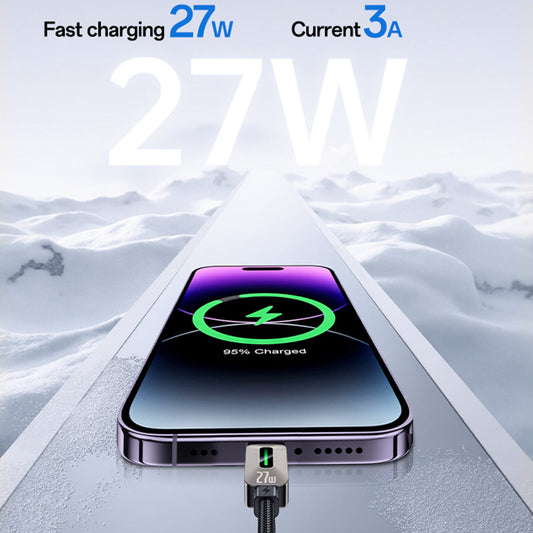USB-C kabel za prijenos podataka i punjenje - Lightning Yesido CA199, 27W, 1.2m, Crna