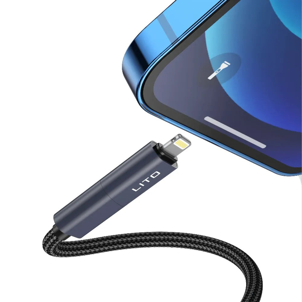 Kabel za prijenos podataka i punjenje USB-C / USB-A - USB-C / Lightning Lito LD21, 100W, 1m, Crni
