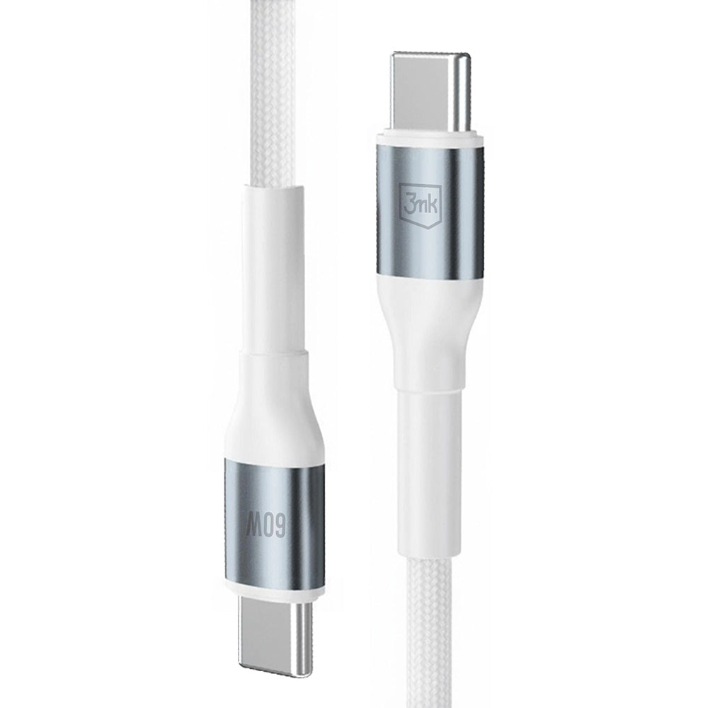 Kabel za podatke i punjenje USB-C - USB-C 3MK Hyper N, 60W, 1m, Bijeli