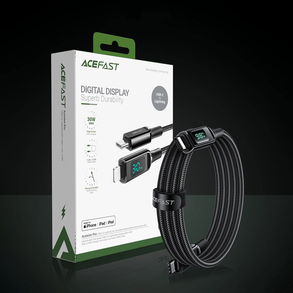Kabel za podatke i punjenje USB-C - USB-C Acefast C6-03 Display, 100W, 2m, Crni