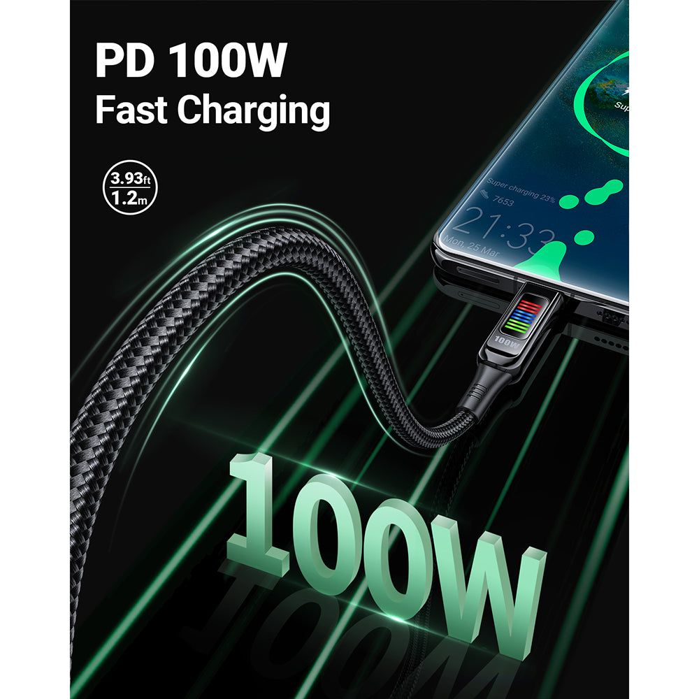USB-C kabel za punjenje i prijenos podataka - USB-C Acefast C7-03, 100W, 1.2m, Crni