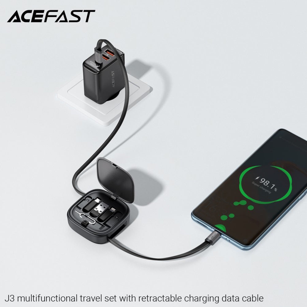 Kabel za podatke i punjenje USB-C - USB-C Acefast Travel J3, 60W, 0.95m, Crni