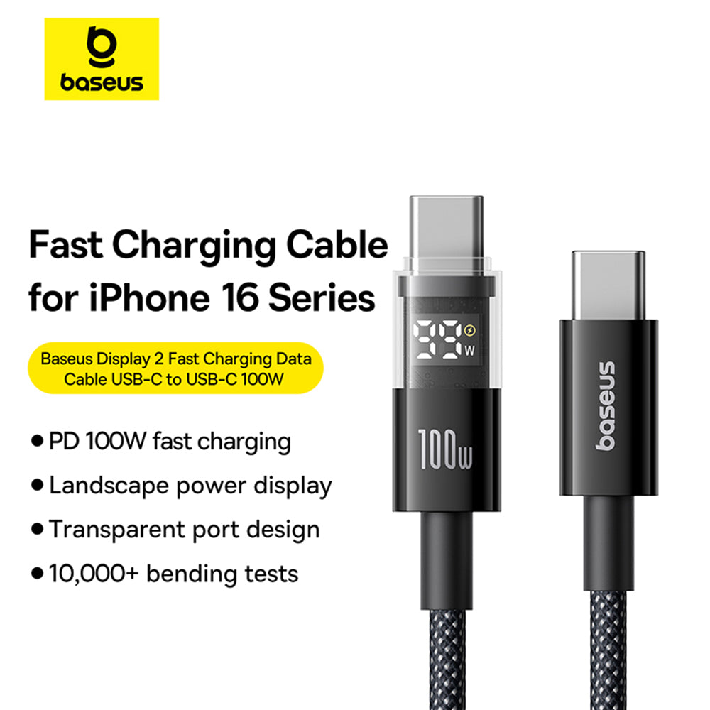 Kabel za podatke i punjenje USB-C - USB-C Baseus Display 2, 100W, 2m, Crni P10377706123-00