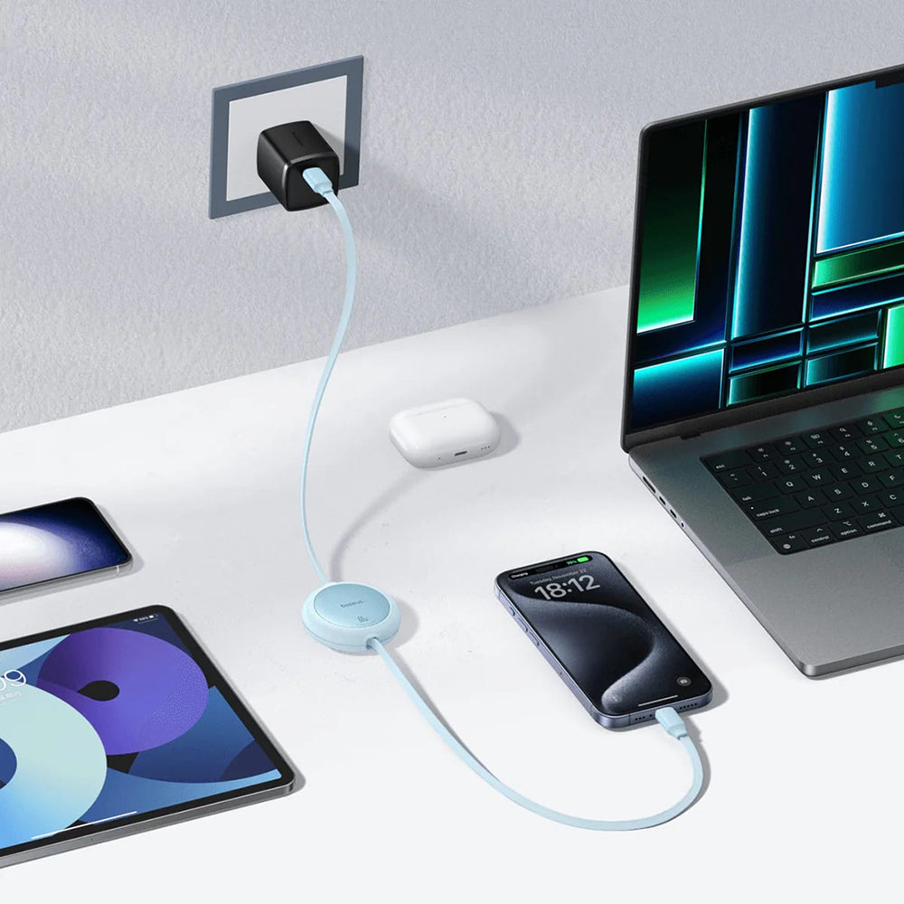 Kabel za podatke i punjenje USB-C - USB-C Baseus Free2Pull Mini Retractable, 60W, 1m, Plava P10364500311-01