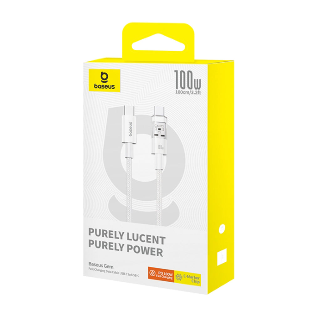 Kabel za podatke i punjenje USB-C - USB-C Baseus Gem, 100W, 1m, Bijeli P10373000211-00