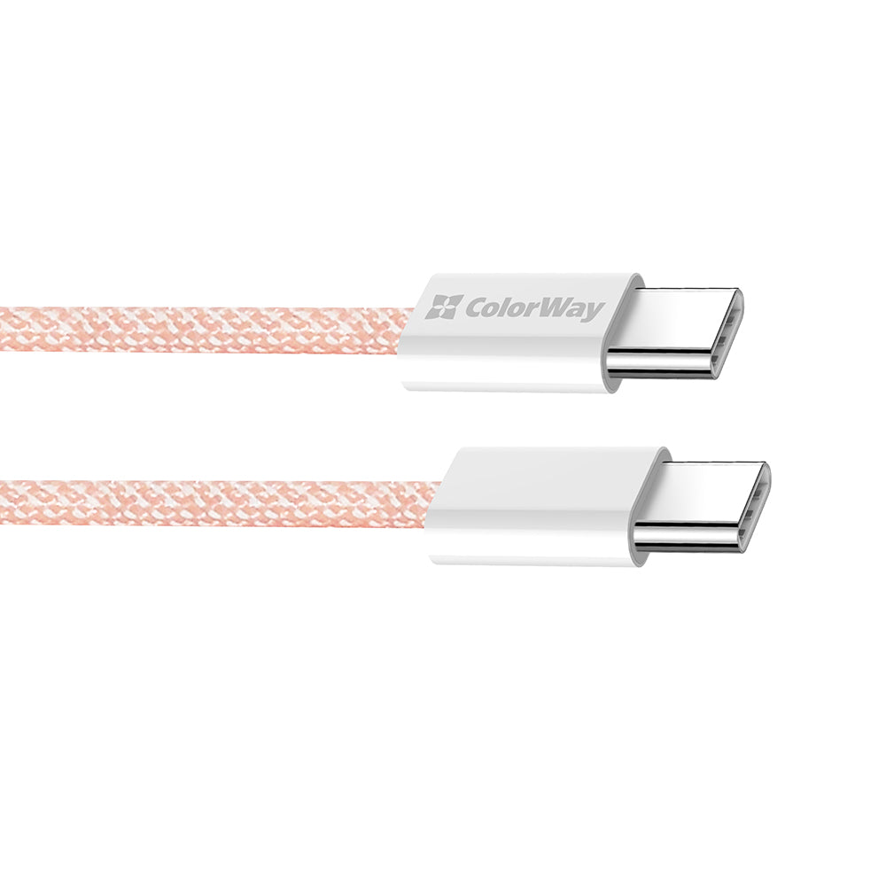 Kabel za podatke i punjenje USB-C - USB-C ColorWay CW-CBPDCC061, 60W, 1m, Roza