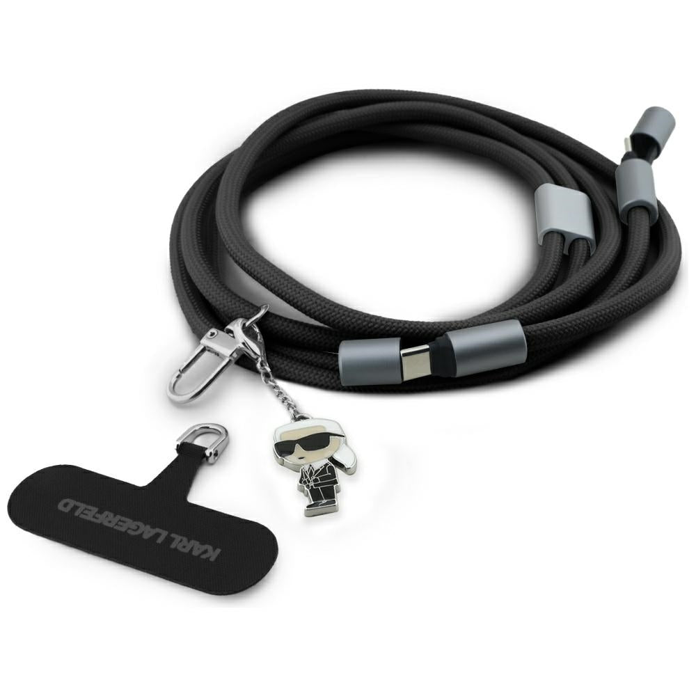 Kabel za prijenos podataka i punjenje USB-C - USB-C Karl Lagerfeld Ikonik Charm, 100W, 1.5m, Crni
