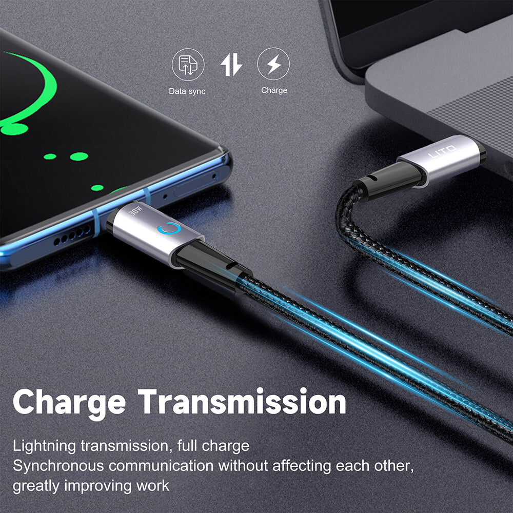 Kabel za podatke i punjenje USB-C - USB-C Lito LD10CC, 60W, 1m, Crni