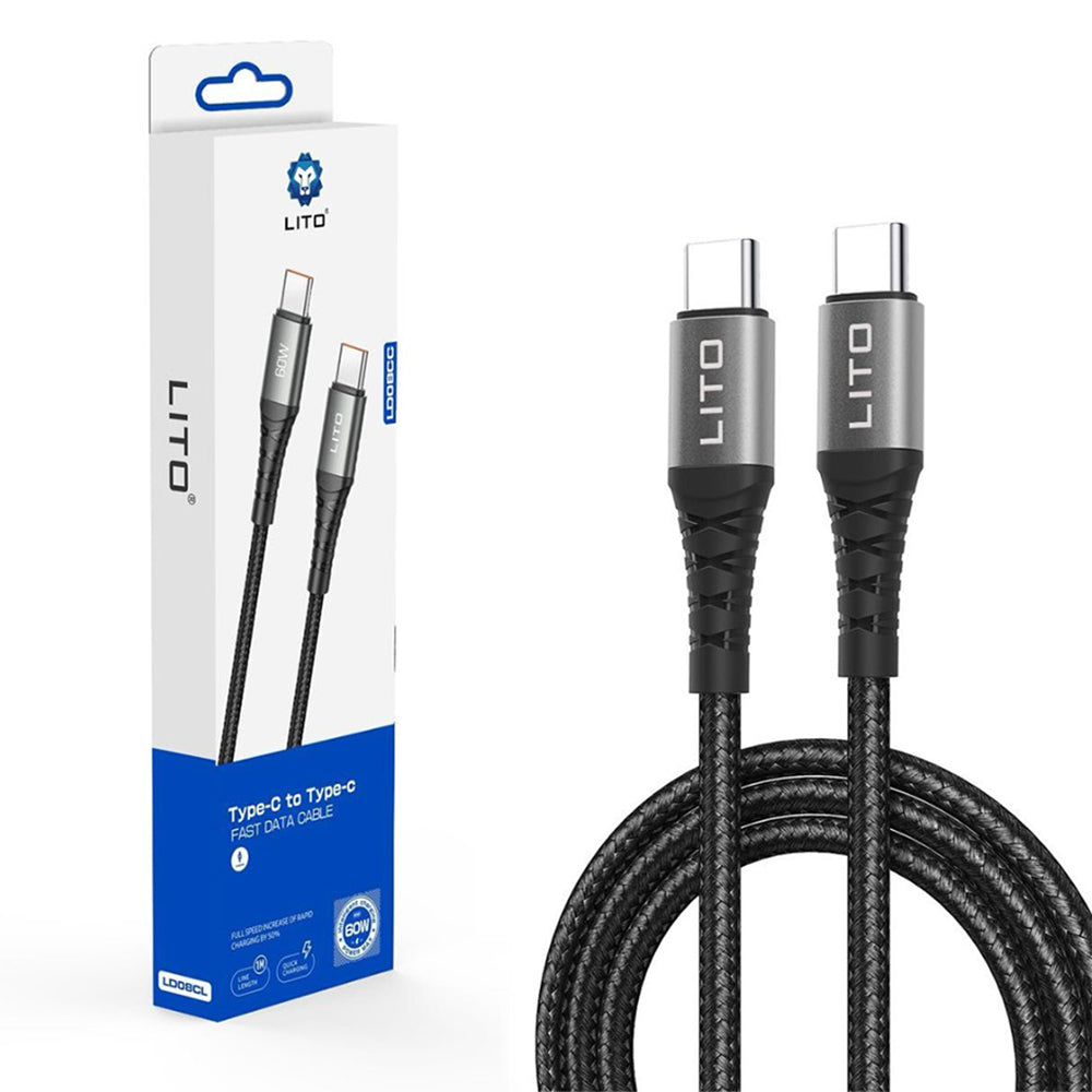 Kabel za podatke i punjenje USB-C - USB-C Lito LD22CC, 60W, 2m, Crni
