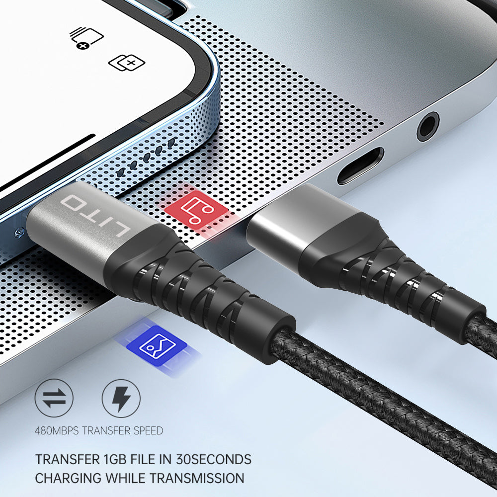 Kabel za podatke i punjenje USB-C - USB-C Lito LD22CC, 60W, 2m, Crni