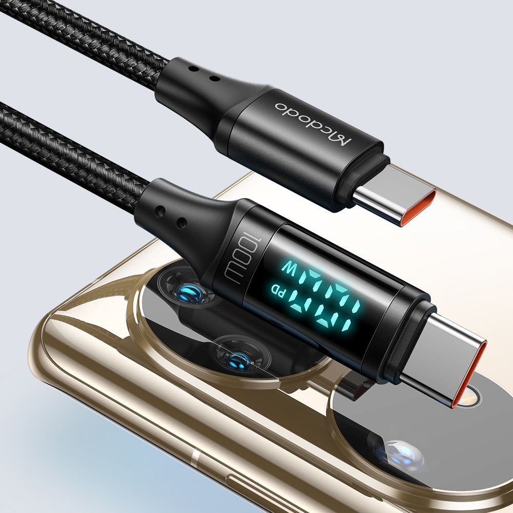 Kabel za podatke i punjenje USB-C - USB-C McDodo CA-1100 Display, 100W, 1.2m, Crni