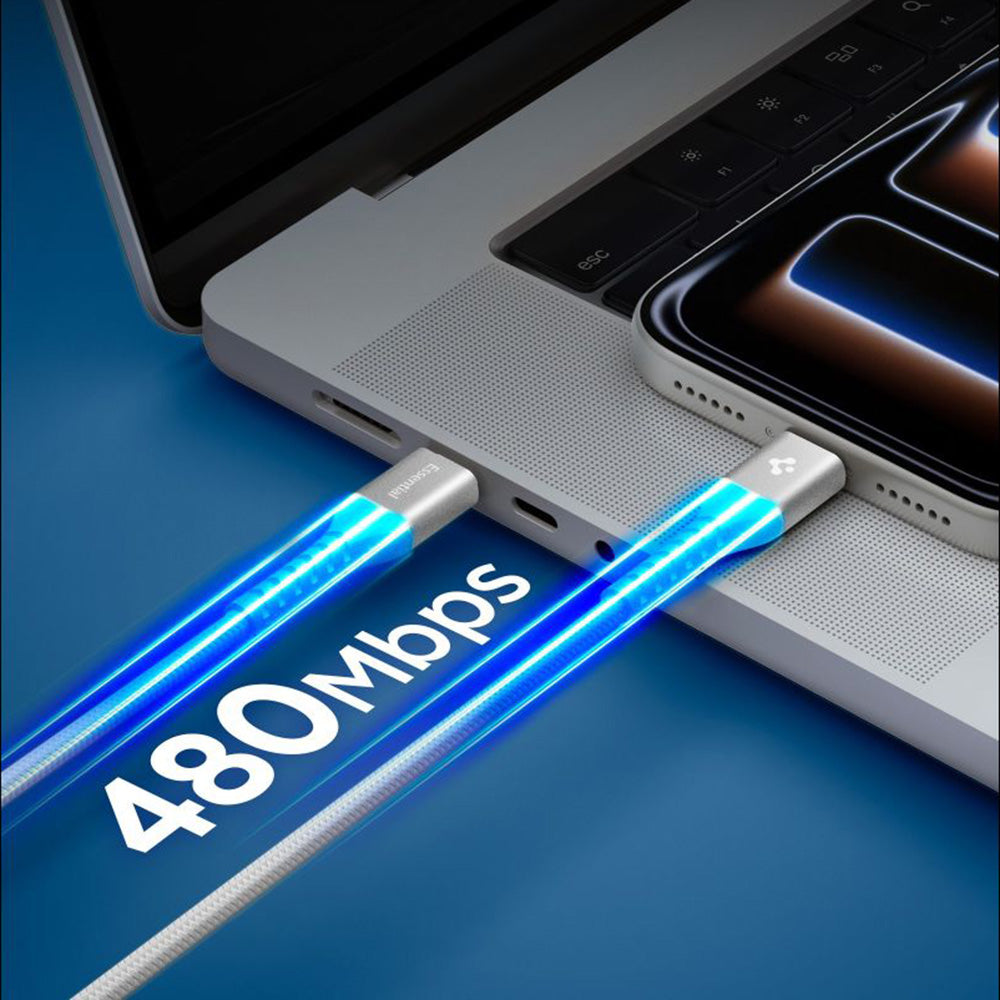 Kabel za podatke i punjenje USB-C - USB-C Spigen EB10010CCA, 100W, 1m, Bijeli ACA11102