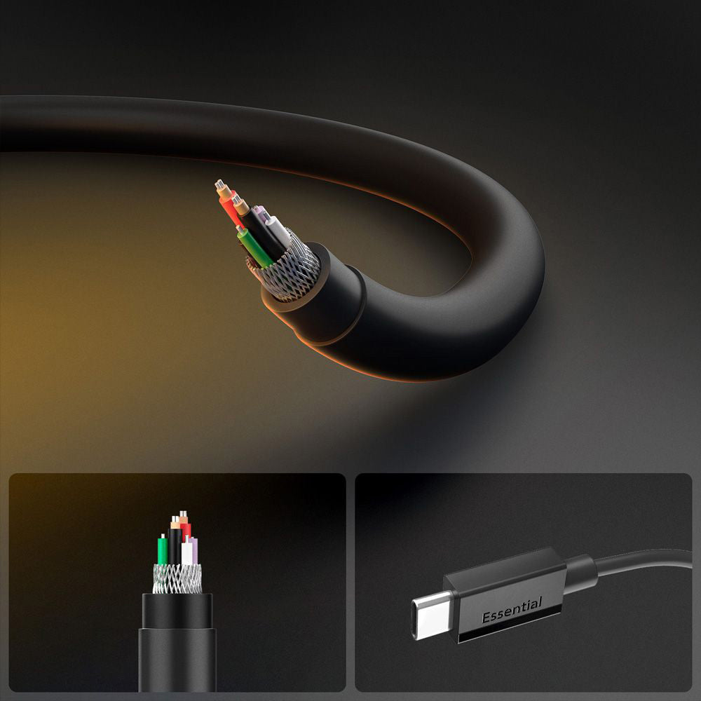 Kabel za podatke i punjenje USB-C - USB-C Spigen Essential, 60W, 2m, Crni ACA08720