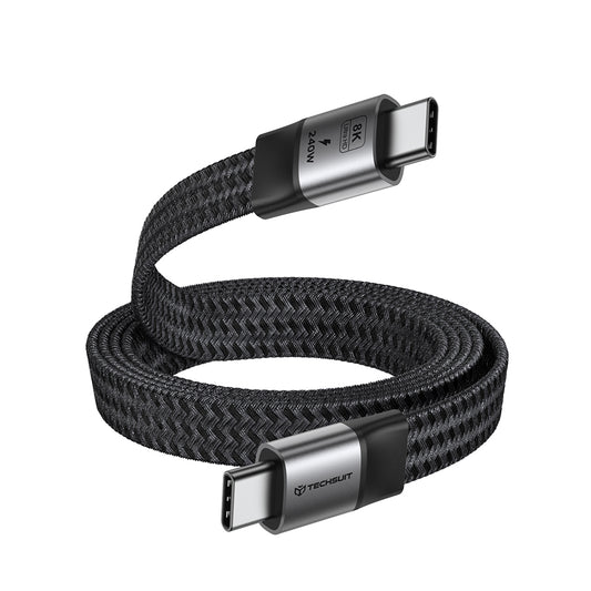 USB-C kabel za prijenos podataka i punjenje - USB-C Techsuit ElysiumSync Pro CX1, 240W, 1m, Siva