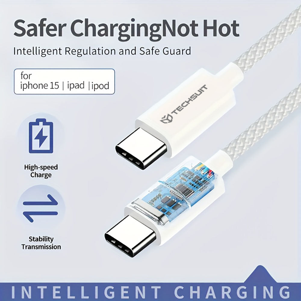Kabel za podatke i punjenje USB-C - USB-C Techsuit PCB114D, 60W, 1m, Ljubičasti