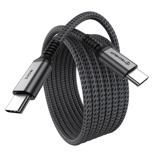 USB-C - USB-C kabel za prijenos podataka i punjenje Techsuit TitanSync Pro CX2, 240W, 1m, Siva