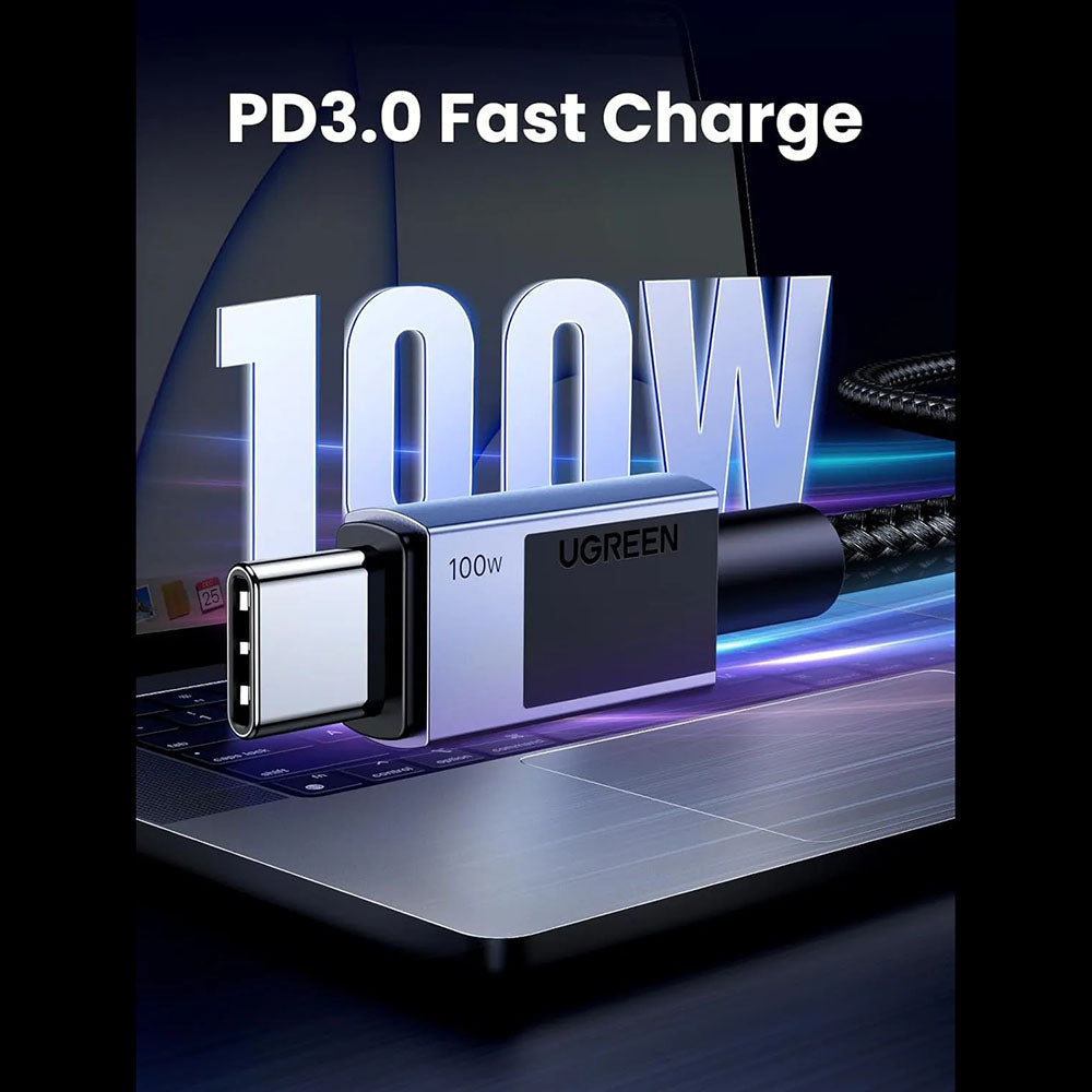 Kabel za prijenos podataka i punjenje USB-C - USB-C UGREEN L512, 100W, 1m, Sivi