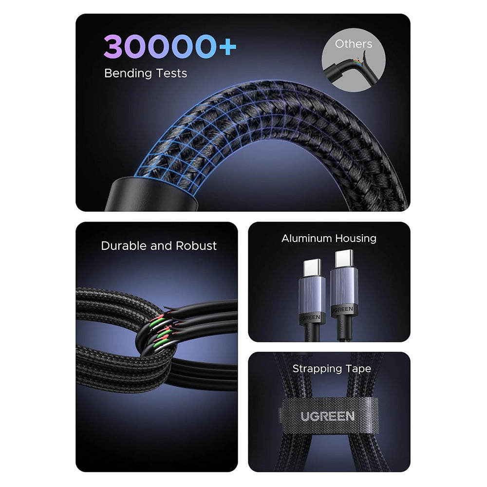 Kabel za podatke i punjenje USB-C - USB-C UGREEN L532, 240W, 0.5m, Sivi